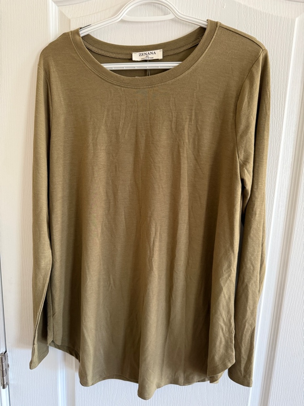Zenana Outfitters Olive Green Long Sleeve Crew Neck Top